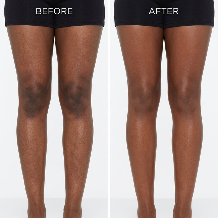 Before and after applying the coverage cream